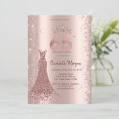Invitation Robe de diamant Rose or Parties scintillant poussi (Debout devant)