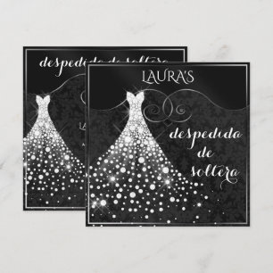 Invitation Robe de diamants blancs Mariage noir et argent