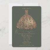 Invitation Robe de douche de mariage botanique vert or rose (Devant)