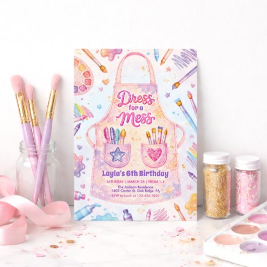 Invitation Robe de fête d'anniversaire Art Party pour un déso