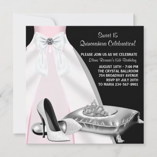 Invitation Robe de fête Tiara Rose Black Quinceanera (Devant)