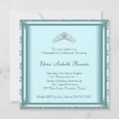 Invitation Robe de fête Tiara Turquoise Damask Quinceanera (Dos)