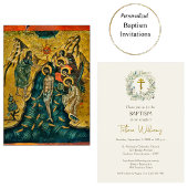 Invitation Robe de feuillage rustique Baptême chrétien orthod
