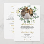 Invitation Robe de fleur blanche Quinceanera avec image (Devant / Derrière)