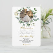Invitation Robe de fleur blanche Quinceanera avec image (Debout devant)