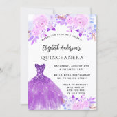 Invitation Robe de fleurs rose quinceanera (Devant)