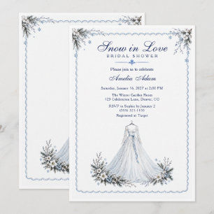 Invitation Robe de glace bleue de neige en amour Mariage hive
