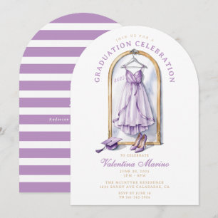 Invitation Robe de graduation élégante et fantaisiste violett