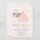 Invitation Robe de lavande de Pêche Florale Livre de thé Brun (Devant)