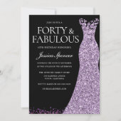 Invitation Robe de lavande violette femmes 40e fête d'anniver (Devant)