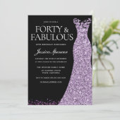 Invitation Robe de lavande violette femmes 40e fête d'anniver (Debout devant)