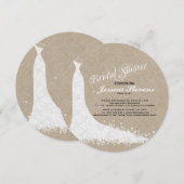 Invitation Robe De Linge Beige Et Mariage De Dentelle Blanche (Devant / Derrière)