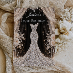Invitation Robe de Luxe pour les 40 ans d'une Femme