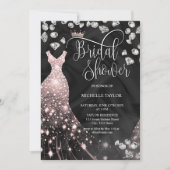 Invitation Robe de Mariage de Parties scintillant d'or Rose d (Devant)