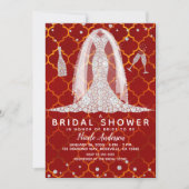 Invitation Robe de mariage diamantée rouge Inde Fête de maria (Devant)