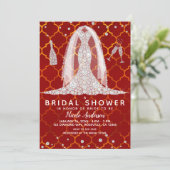 Invitation Robe de mariage diamantée rouge Inde Fête de maria (Debout devant)