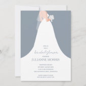 Invitation Robe de mariage élégante sur Fête des mariées bleu (Devant)