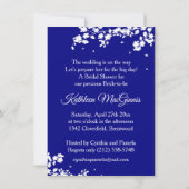 Invitation Robe de mariage, fleur sur le bleu marine, Fête de (Dos)