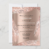 Invitation Robe de mariée 16 ans rose or pailletée (Devant)