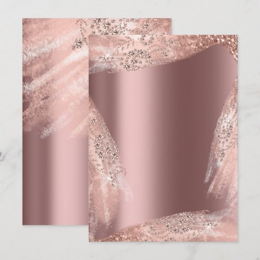 Invitation Robe de mariée 16e diamant rose scintillant (Devant / Derrière)