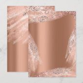 Invitation Robe de mariée 16e douce rose cuivre diamant étinc (Devant / Derrière)