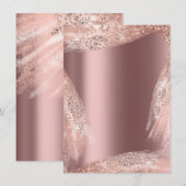 Invitation Robe de mariée 16e douce Rose Diamant Pailletée (Devant / Derrière)