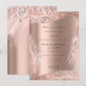Invitation Robe de mariée 16e douce rose gold diamant scintil (Devant / Derrière)