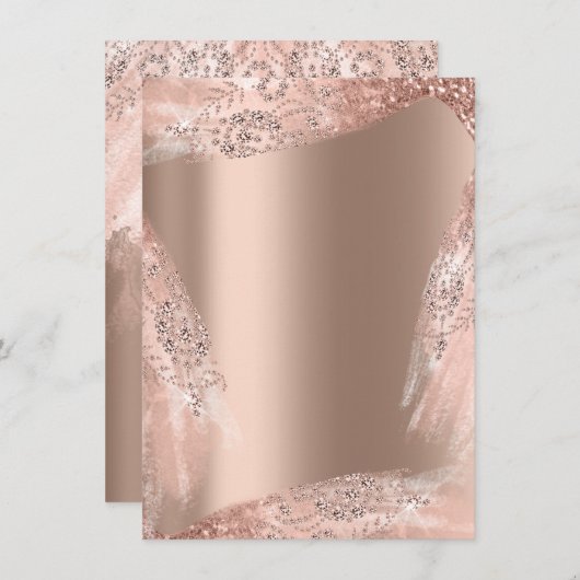 Invitation Robe de mariée 16e douce rose gold pailletée (Devant / Derrière)