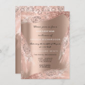 Invitation Robe de mariée 16e douce rose gold pailletée (Devant / Derrière)