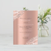 Invitation Robe de mariée 16e douce rose pêche pailletée scin (Debout devant)