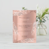 Invitation Robe de mariée 16e Rose pêche Diamant Pailleté (Debout devant)