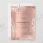Invitation Robe de mariée 16e Rose pêche Diamant Paillettes (Devant)