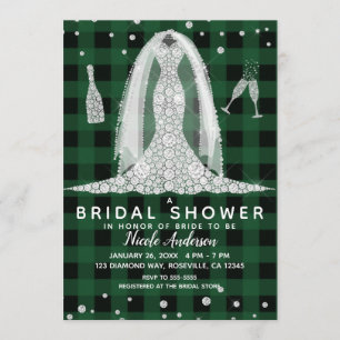 Invitation Robe de mariée à carreaux de Buffalo diamantée Sho