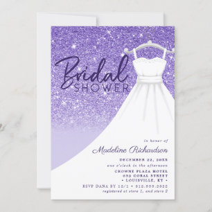 Invitation Robe de mariée à paillettes violettes Chic douche