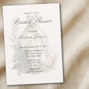 Invitation Robe de mariée aquarelle Baby Shower