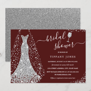 Invitation Robe de mariée argentée Bourgogne Shower de mariag