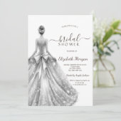 Invitation Robe de mariée argentée Robe de mariée à paillette (Debout devant)