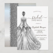 Invitation Robe de mariée argentée Robe de mariée à paillette (Devant / Derrière)