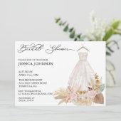 Invitation Robe de Mariée Baby Shower Feuilles Bohème Tropica (Debout devant)