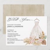 Invitation Robe de Mariée Baby Shower Feuilles Bohème Tropica (Devant / Derrière)