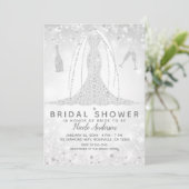 Invitation Robe de mariée blanche à paillettes diamantée douc (Debout devant)