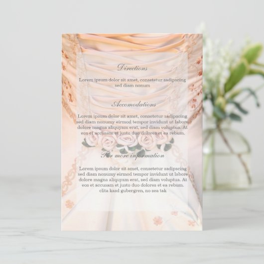 Invitation Robe de mariée blanche avec direction Mariage Rose (Debout devant)