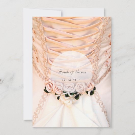 Invitation Robe de mariée blanche avec direction Mariage Rose (Dos)