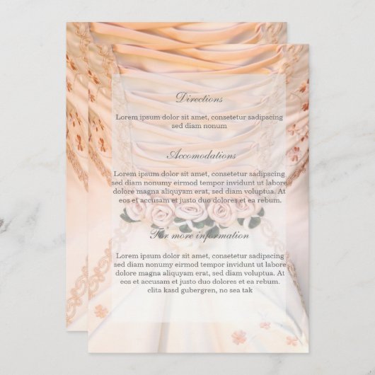 Invitation Robe de mariée blanche avec direction Mariage Rose (Devant / Derrière)