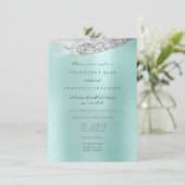 Invitation Robe de mariée blanche douce 16ème Aqua Bleu (Debout devant)