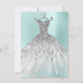 Invitation Robe de mariée blanche douce 16ème Aqua Bleu (Dos)