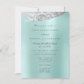 Invitation Robe de mariée blanche douce 16ème Aqua Bleu (Devant)