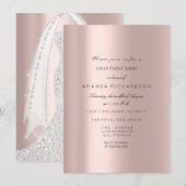Invitation Robe de mariée blanche étincelante rose diamant ro (Devant / Derrière)