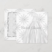 Invitation Robe de mariée blanche flocon de neige douche de m (Devant / Derrière)