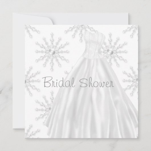 Invitation Robe de mariée blanche flocon de neige douche de m (Devant)